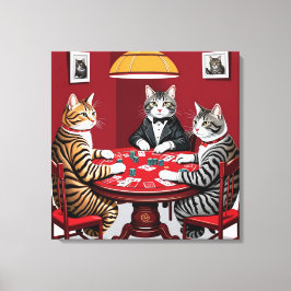 Lienzo Gatos de mesa jugando al póquer