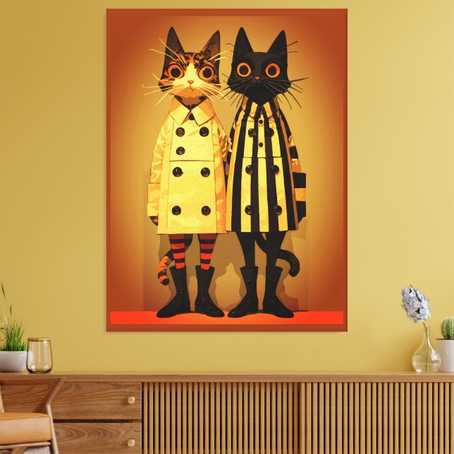 Lienzo Gatos de Moda – Abrigos y Botas de Gato Originales (Insitu (Sala de estar))