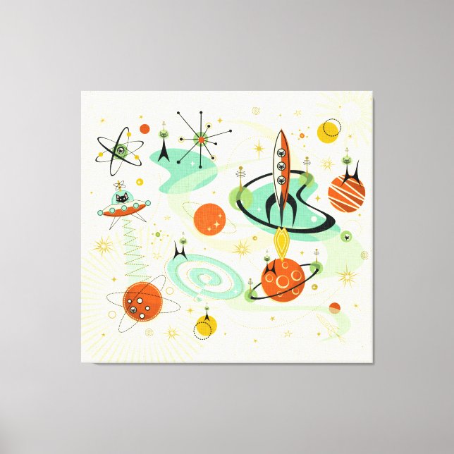 Lienzo Gatos del espacio atómico ©studioxtine (Anverso)