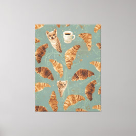 Lienzo Gatos del Paseo del Croissant, Café y Caos de Pana