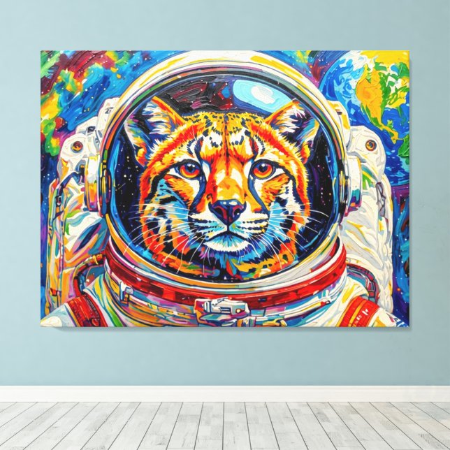 LIENZO GATOS EN EL ESPACIO-OCELOTE (Insitu (piso de madera))