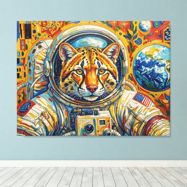 LIENZO GATOS EN EL ESPACIO-OCELOTE 2 (Insitu (piso de madera))