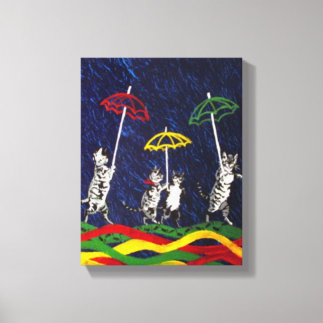 Lienzo Gatos en la lluvia (Anverso)