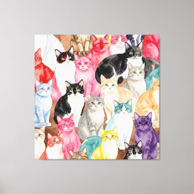 Lienzo Gatos en Multicolor (Anverso)