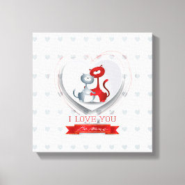 Lienzo Gatos enamorados del corazón