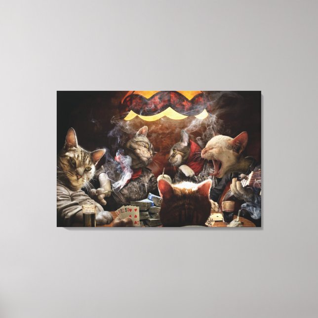 Lienzo Gatos jugando al póquer (Anverso)