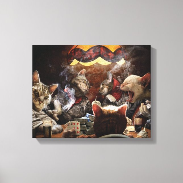 Lienzo Gatos jugando al póquer (Anverso)