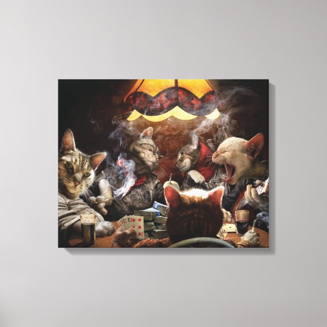 Lienzo Gatos jugando al póquer (Anverso)