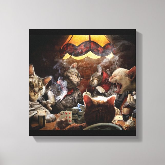 Lienzo Gatos jugando al póquer (Anverso)