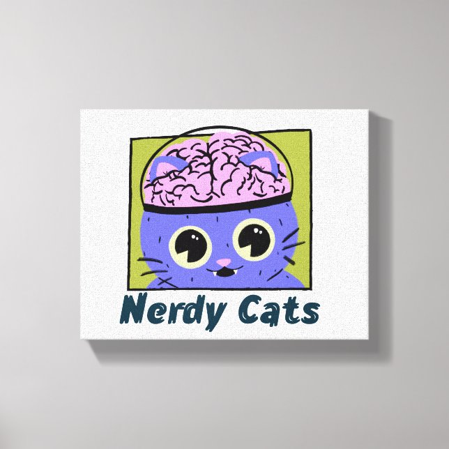 Lienzo Gatos Nerdy, diseño cerebral (Anverso)