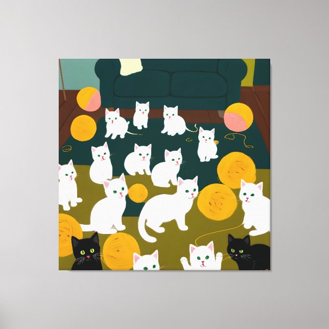 Lienzo Gatos y lana (Anverso)