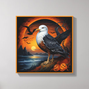 Lienzo Gaviota de Halloween linda y espeluznante disfraza