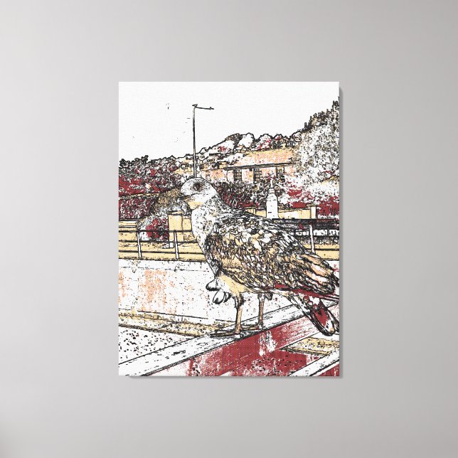 Lienzo Gaviota en el puente de Hythe (Anverso)