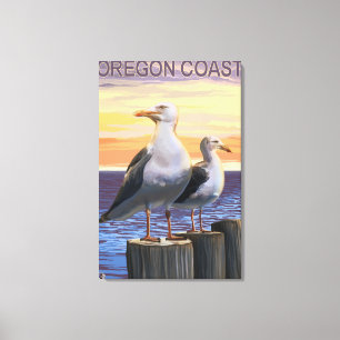 Lienzo Gaviotas de la costa de Oregon