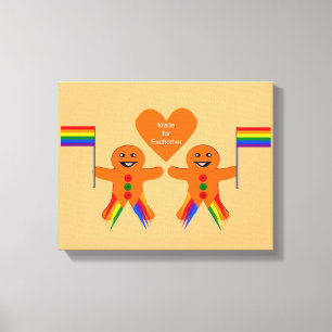 Lienzo Gay Men Navidades Gingerbread Pareja
