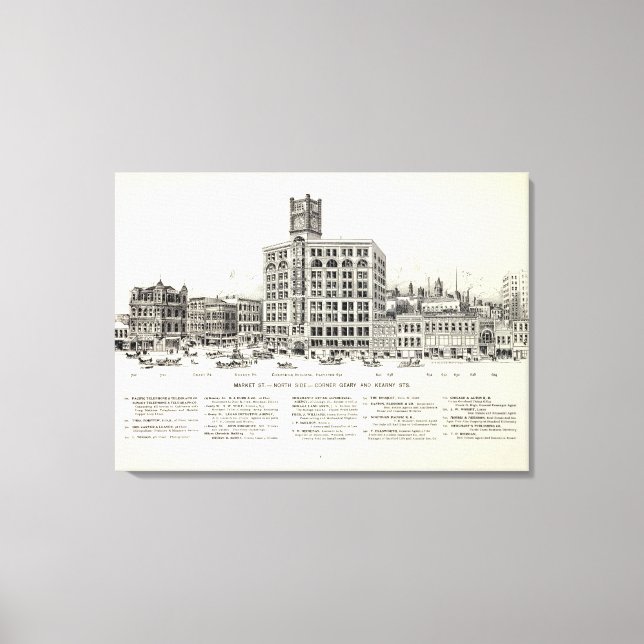 Lienzo Geary y Kearny del lado norte del mercado (Anverso)