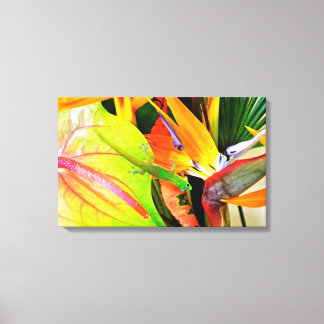 Lienzo Gecko hawaiano sobre flores tropicales