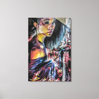 Lienzo Geisha Tokyo City Night Canvas Art