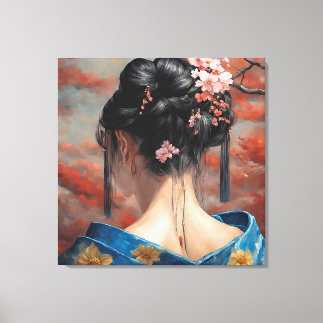 Lienzo Geisha y kimono (Anverso)