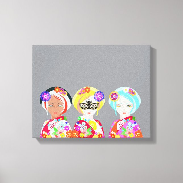 Lienzo Geishas de Pop Art (Anverso)