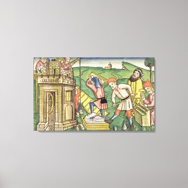 Lienzo Génesis 11 1-9 Edificio La Torre de Babel, de t (Anverso)