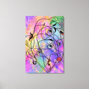 Lienzo Gente abstracta cara estados de ánimo - Dibujo est