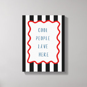 Lienzo Gente Cool Vive Aquí Tipografía Rayas Retro