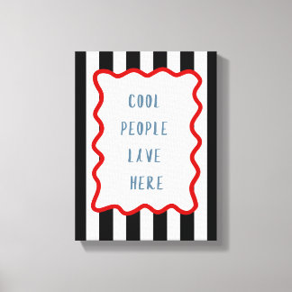 Lienzo Gente Cool Vive Aquí Tipografía Rayas Retro