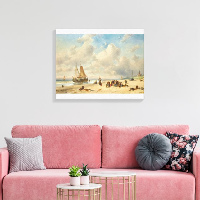 Lienzo Gente de pesca en la playa (Insitu (Sala de estar))