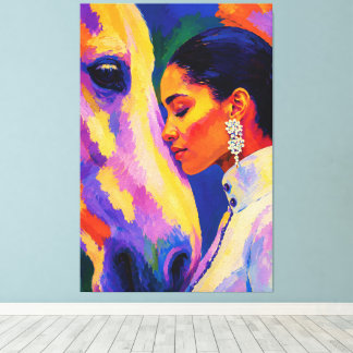 Lienzo Gentle Bond – Mujer y Caballo Retrato Fauvista