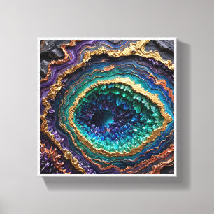 Lienzo Geoda Colorida de Cristal con Oro y Púrpura