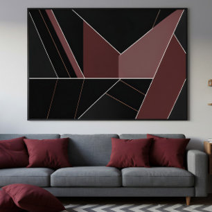Lienzo Geometría abstracta borgoña y negra