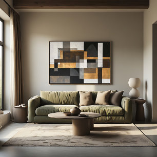 Lienzo Geometría Metálica Equilibrio Dorado