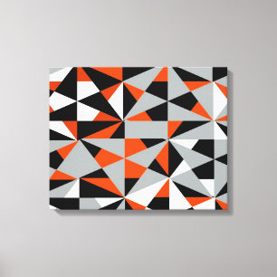 Lienzo Geometría Negrita Retro Funky Naranja Blanco Negr