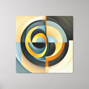 Lienzo Geometría retro abstracta en círculos y rectángulo