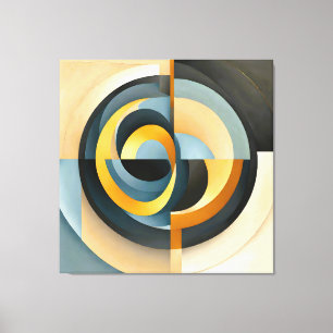Lienzo Geometría Retro Abstracta en Círculos y Rectángulo