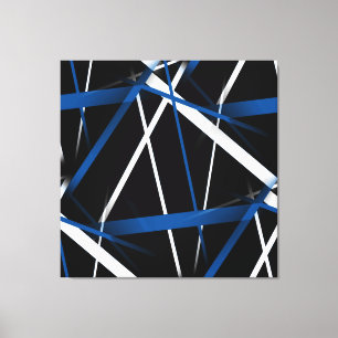 Lienzo Geometría Urbana Negro Blanco Azul