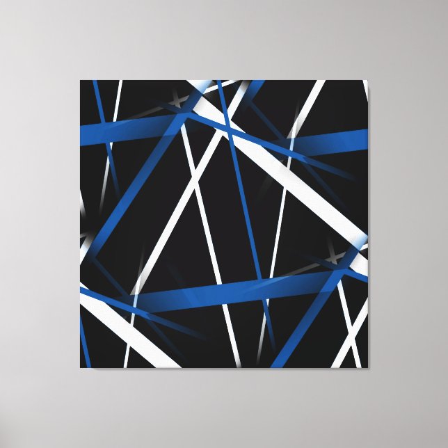 Lienzo Geometría Urbana Negro Blanco Azul (Anverso)