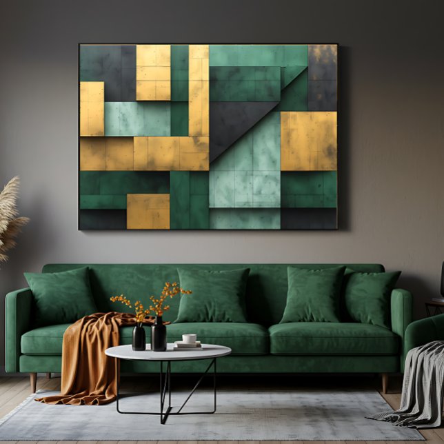 Lienzo Geometría Verde y Dorada (Subido por el creador)