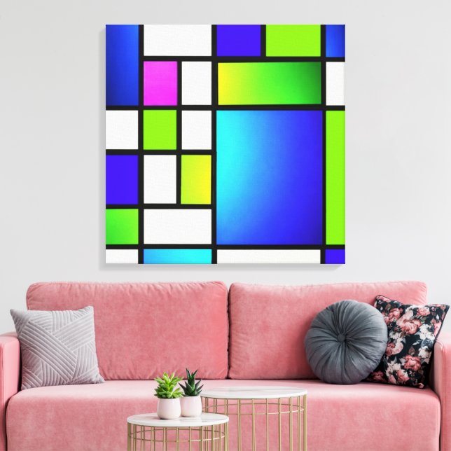 Lienzo Geometric Harmony – Modern Neon Canvas Print (Insitu (Sala de estar))