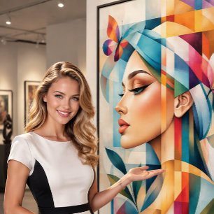 Lienzo Geometric Muse Portrait 2. Mosaic Rainbow Wom