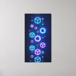 Lienzo Geometric particles shimmered with neon light