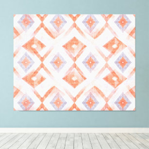 Lienzo Geométrico de diamante ruso en Terracota y Azul