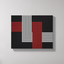 Lienzo Geométrico rojo, blanco y negro 10" x 8"