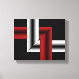 Lienzo Geométrico rojo, blanco y negro 10" x 8"
