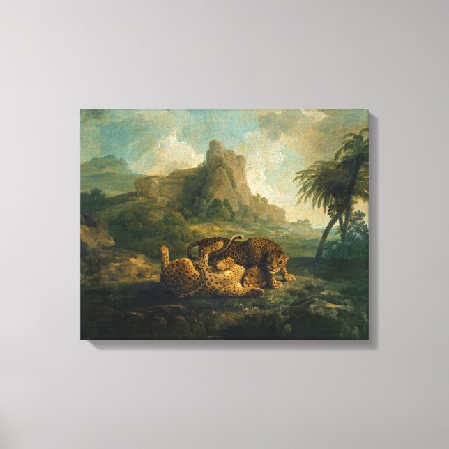 Lienzo George Stubbs | Leopardos en juego, c.1763-8 (Anverso)