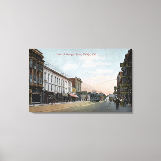 Lienzo Georgia Street View con auto callejero (Anverso)