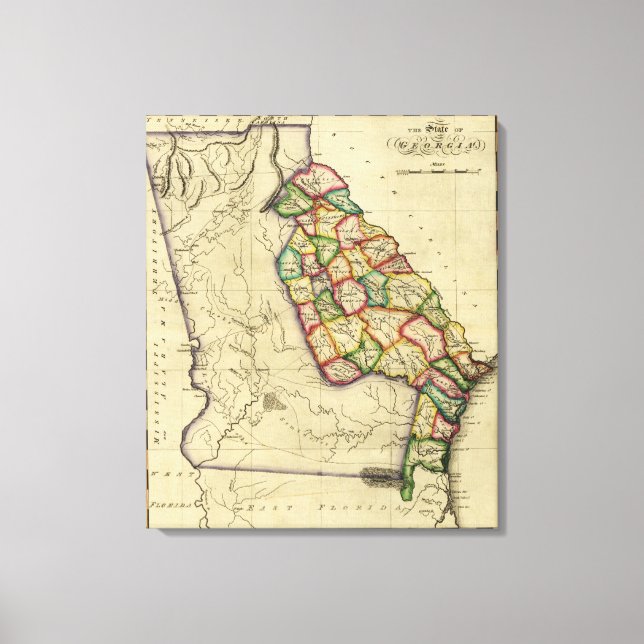 Lienzo GeorgiaMapa PanorámicoGeorgia (Anverso)