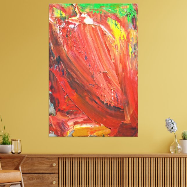 Lienzo Gesto Vertical Abstracto en Rojo (Insitu (Sala de estar))