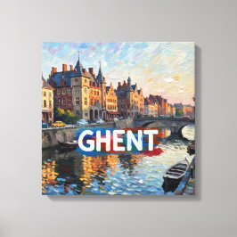 Lienzo Ghent Canal Reflections Skyline Canvas Art